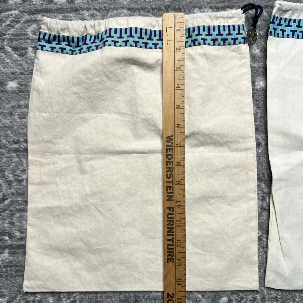 TWO Authentic TORY BURCH Cinch Cord Dust Bags Storage Cover 12” x 14.5”